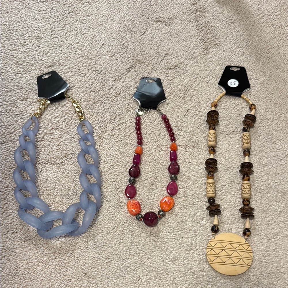 3  Multi-Color Beaded Necklaces
